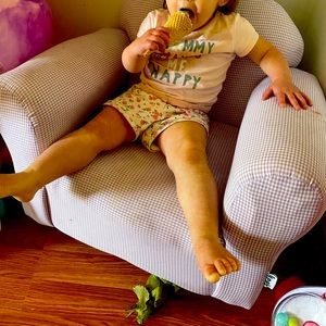 Upholstered rocking chair purple